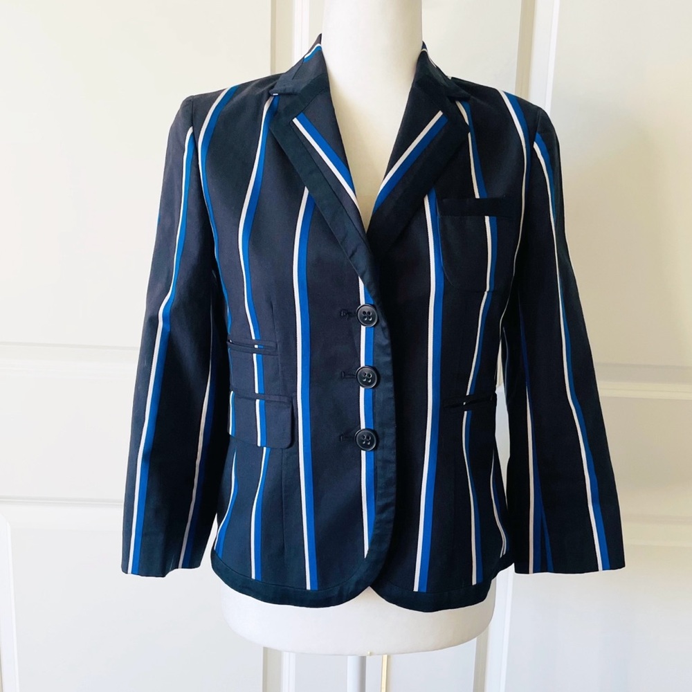 Club Monaco Blue Striped Fitted Blazer Size 4